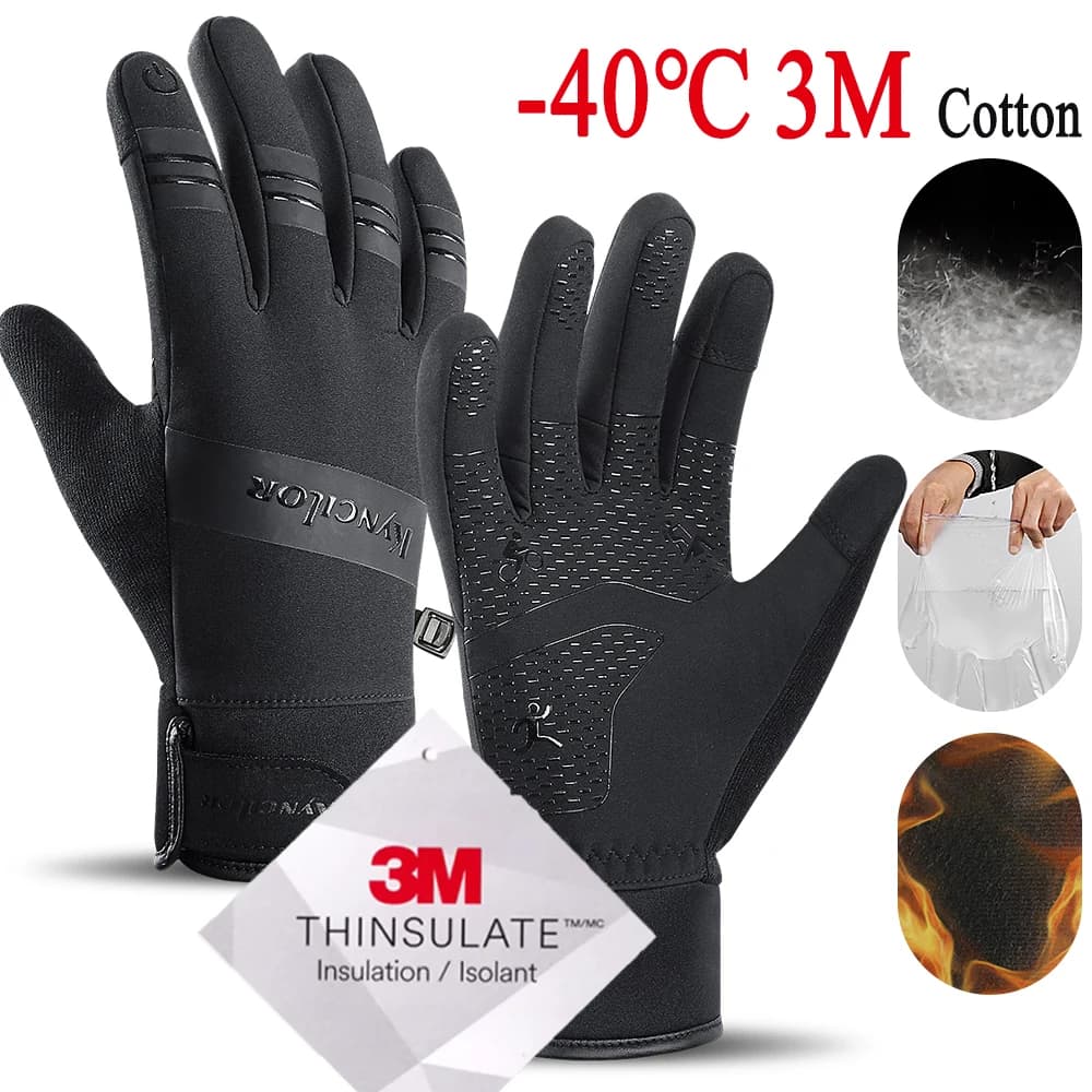 Guanti da ciclismo invernali da esterno Guanti da moto touch screen Guanti da sci da equitazione sportivi antivento Guanti da corsa impermeabili 3M