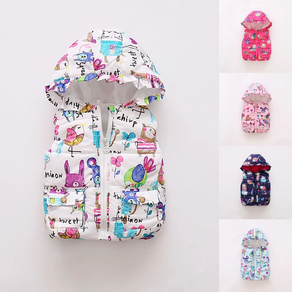 Cappotto invernale per bambini Warm Girls' Deep Autumn giacca con cappuccio Street Graffiti Cartoon Sweetheart canotta 0-3 anni
