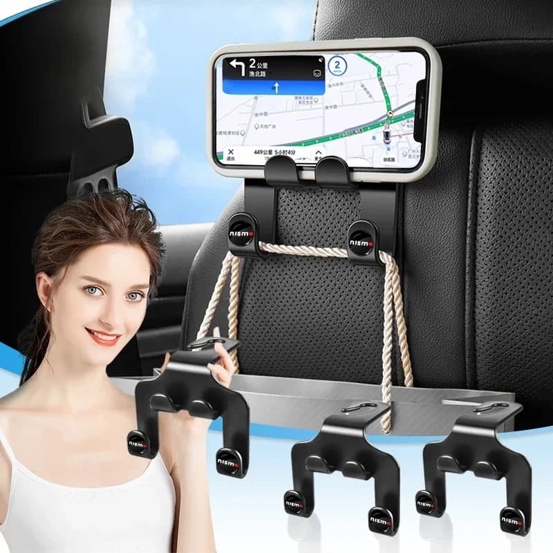 Car Seat Back Hooks Phone Holder Auto Portable Fastener Double Hooks for Nissan Nismo Qashqai J11 J10 Juke X Trail T32 Tiida