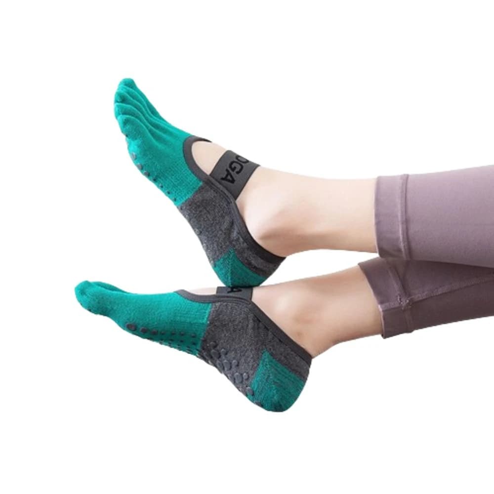 Calzini da yoga da donna con caviglia bassa senza schienale Calzini da barca Calzini da pilates traspiranti antiscivolo con fascia elastica Calzini sportivi a cinque dita da palestra