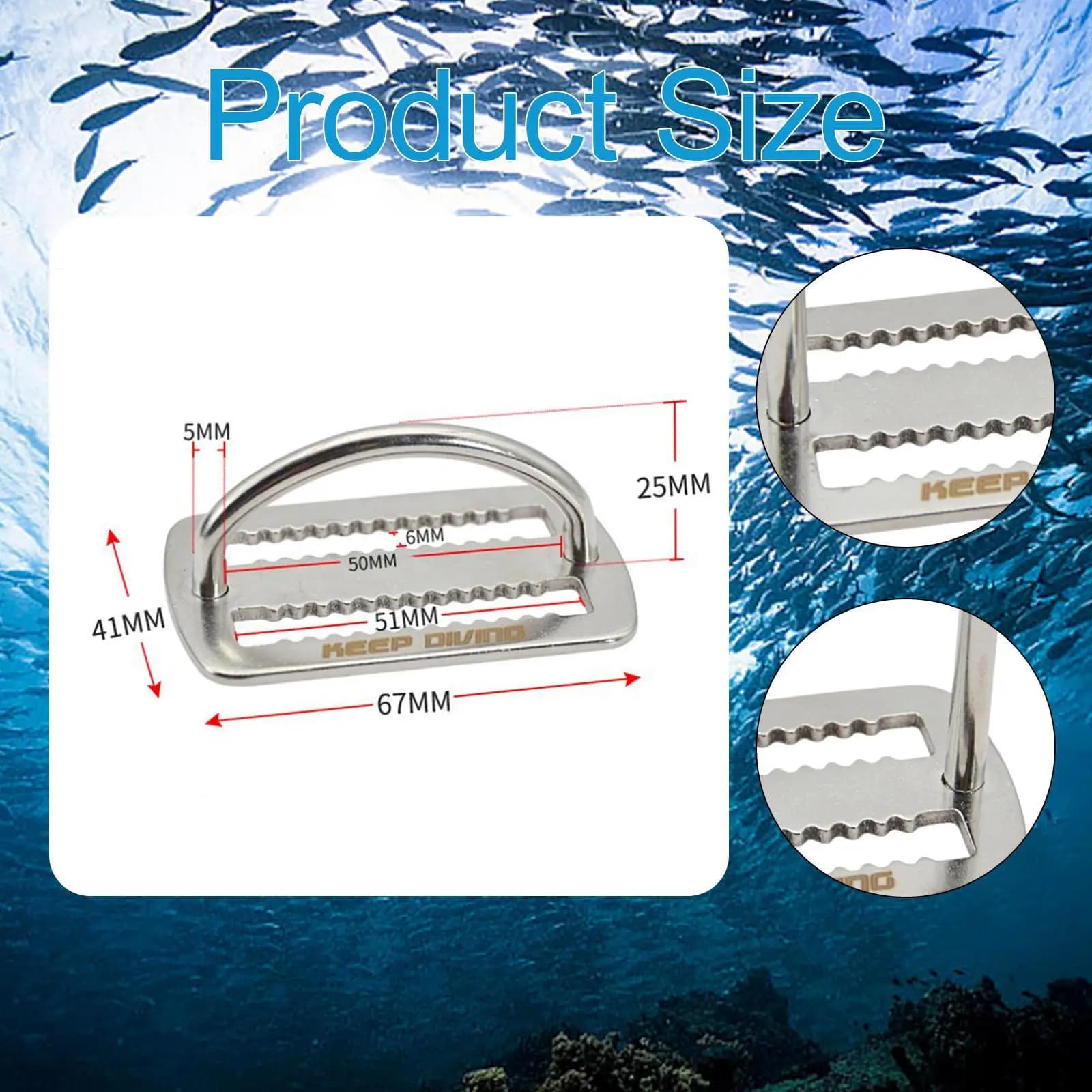 Anello a D in Acciaio Inossidabile per Cintura Porta Pesi, Accessorio BCD per Immersioni Subacquee, Apnea e Snorkeling