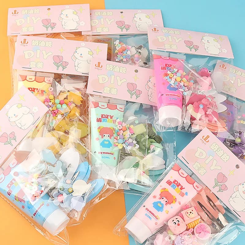 Nuovo Set di Accessori in Resina per Clip per Capelli Fai-da-Te, Materiale per Artigianato per Bambini, Gel Crema con Cartoni Animati, Set Versatile e alla Moda
