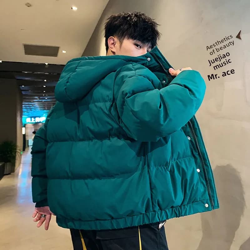 Giacca Imbottita da Uomo 2024, Corta con Cappuccio, in Cotone, Stile Puffer, Abbigliamento Invernale Giovanile e alla Moda per Studenti