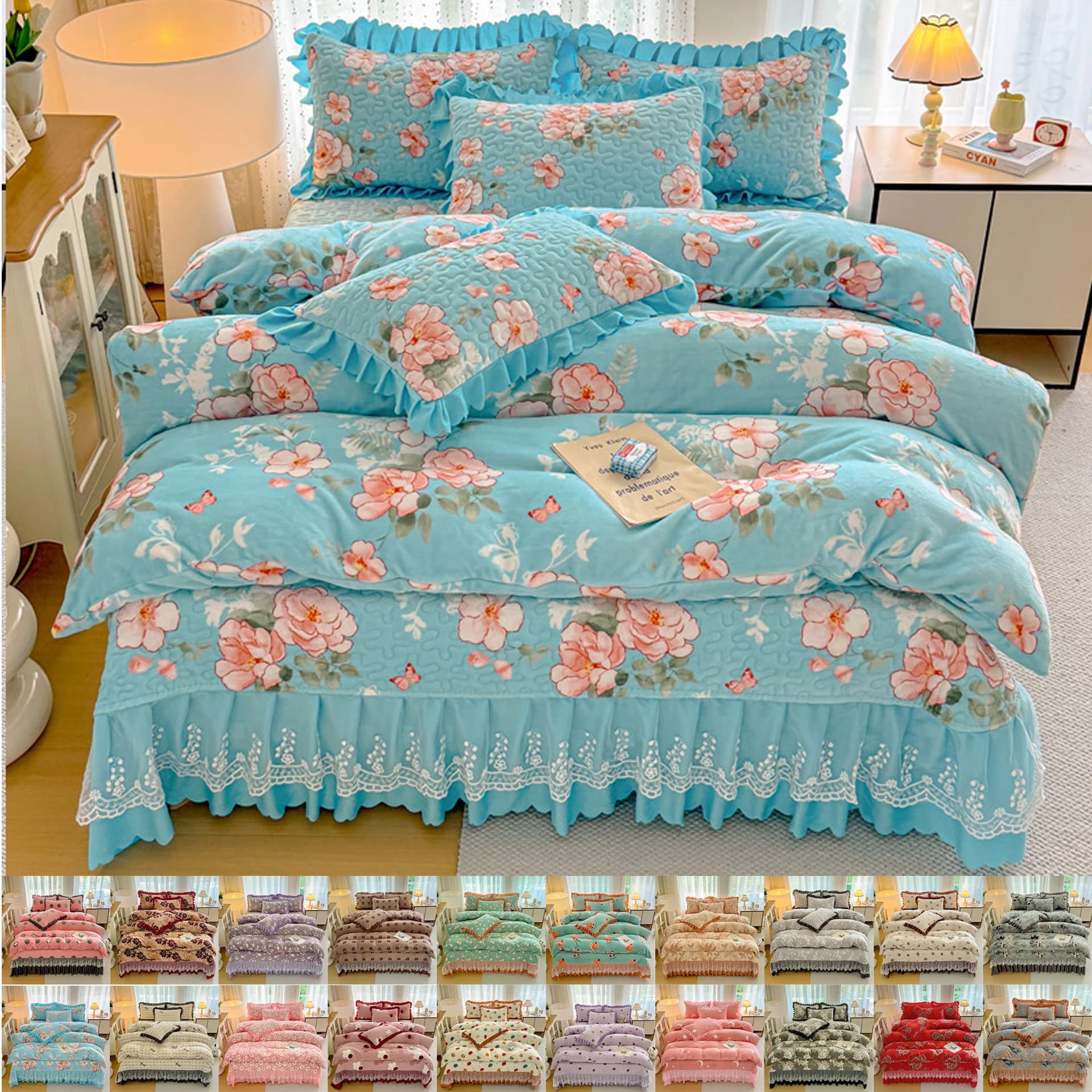 4 pezzi inverno latte velluto trapunta copripiumino set biancheria da letto caldo addensare copripiumino letto matrimoniale copripiumino Queen King