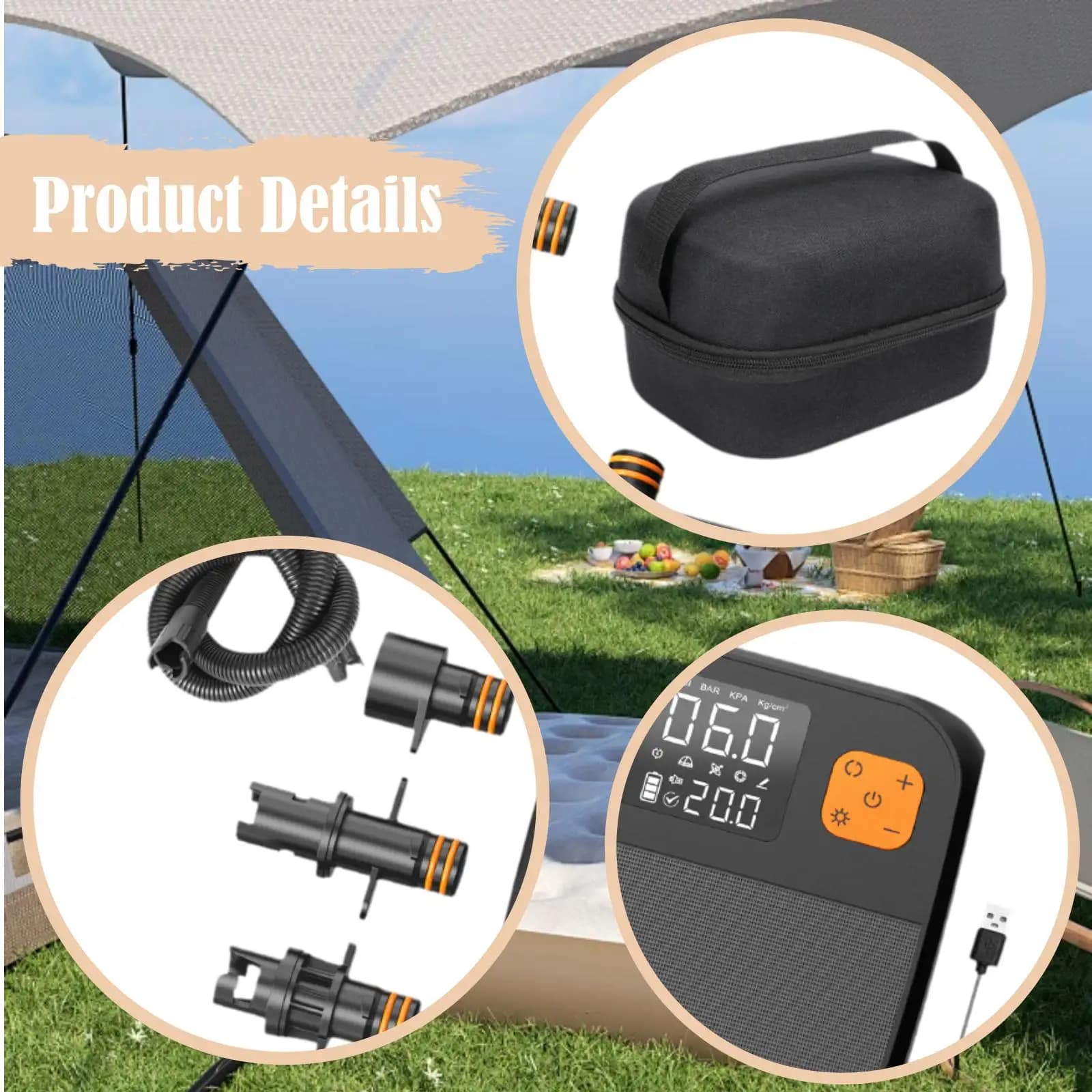 Fast Inflation Paddle Board Pump Electric Air Mattress Inflator for Kayaks Camping and Beach