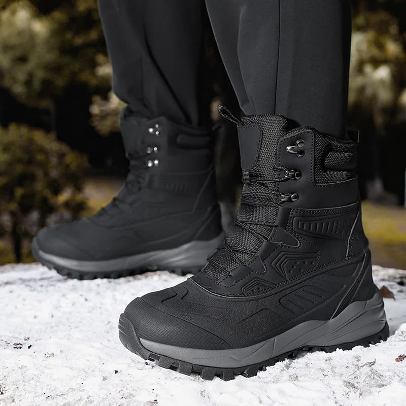 Stivali da Neve Alti da Uomo Resistenti al Freddo – Foderati in Pile, Impermeabili, Antiscivolo, Scarpe da Lavoro Calde in Cotone
