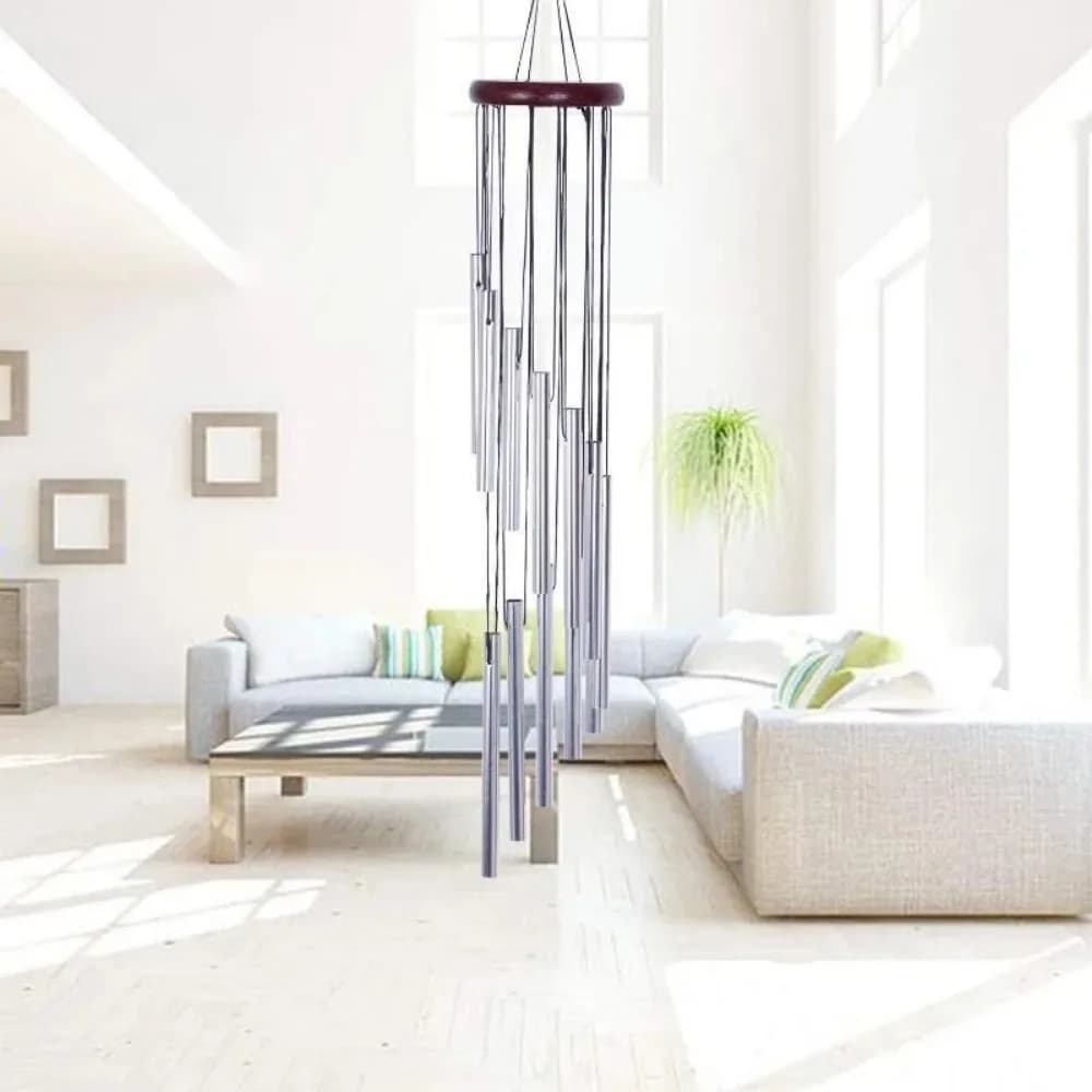 Aluminum Tube Metal Pipe Wind Chimes 12 Tubes Wind Chimes Pendant Bells Balcony Outdoor Yard Garden Home Hanging Decoration