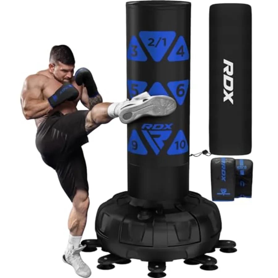 Boxing Bag Set Self-supporting 72 kg Heavyweight with Gloves and Cover for Kick Boxing, MMA, Muay Thai, Home Gym, Fitness - XXL 330 lbs 17 suction cups