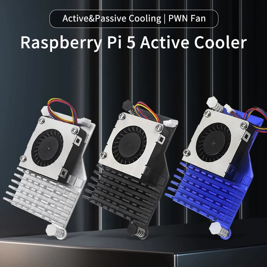 Radiatore per computer a scheda singola Dispositivo di raffreddamento attivo Dissipatore di calore in alluminio Ventola silver/nera/blu per Raspberry Pi 5a generazione