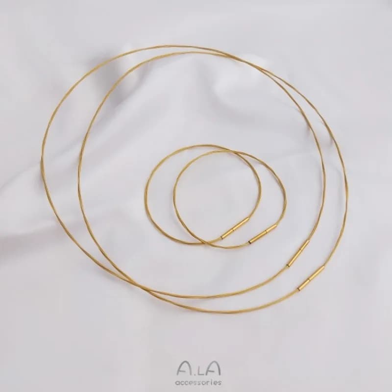 Collana Sottile in Seta Dorata Giapponese Inossidabile, Catenina per Clavicola, Bracciale, Ciondolo, Cordino, Anello, Accessori Gioiello