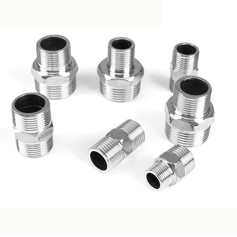 1/8" 1/4" 3/8" 1/2" 3/4" 1" 304 Stainless Steel Double BSPT Male Threaded Tubing Joints Reducing Pipe Connector Dn10 Dn15 Dn25