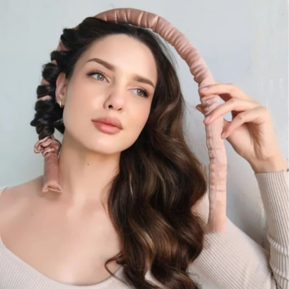 Sleep Curling Iron Natural Curly Big Waves Lazy No Heat Curling Iron Grab clip set wavy hair wet hair styling