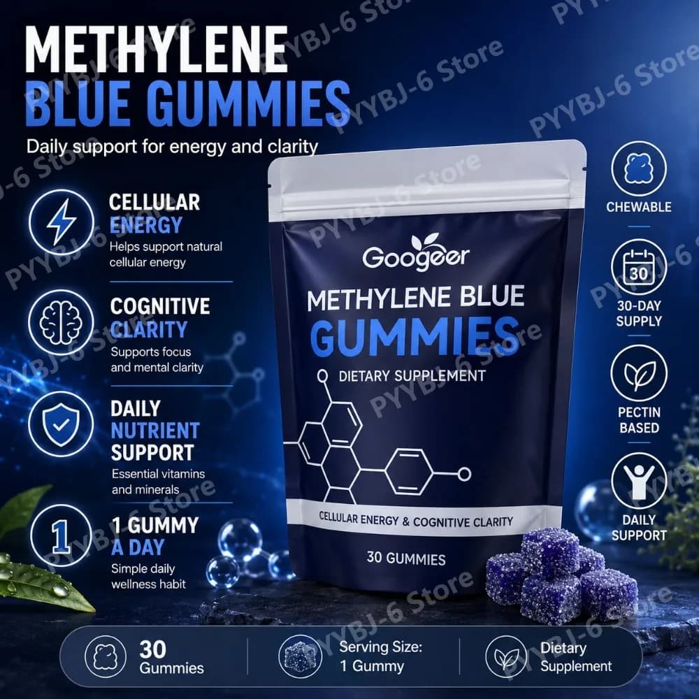 Gomme al Blu di Metilene 30 pz - Integratore Alimentare per Energia e Concentrazione con Vitamine C, B6, D3, Calcio, Magnesio, Zinco, Inositolo