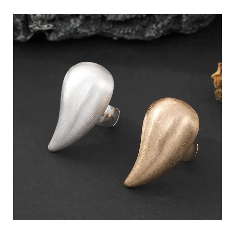 Anello Spazzolato Esagerato, Design Geometrico a Goccia d'Acqua, Gioielli di Alta Gamma