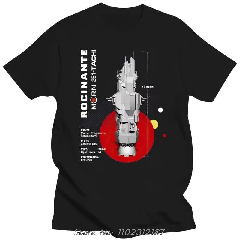 Tee The Expanse Rocinante Ship T-shirt da uomo in cotone T-shirt con o-collo T-shirt Hip Hop Streetwear