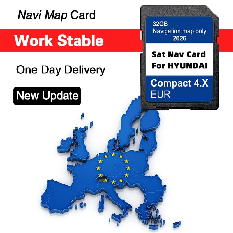Scheda SD GPS 32GB con Mappe Europa 2026 per Sistema di Navigazione Compatto GEN4 4.X per Auto Hyundai H350 i40 i40VFIA i40VFSD i40VFSDIA