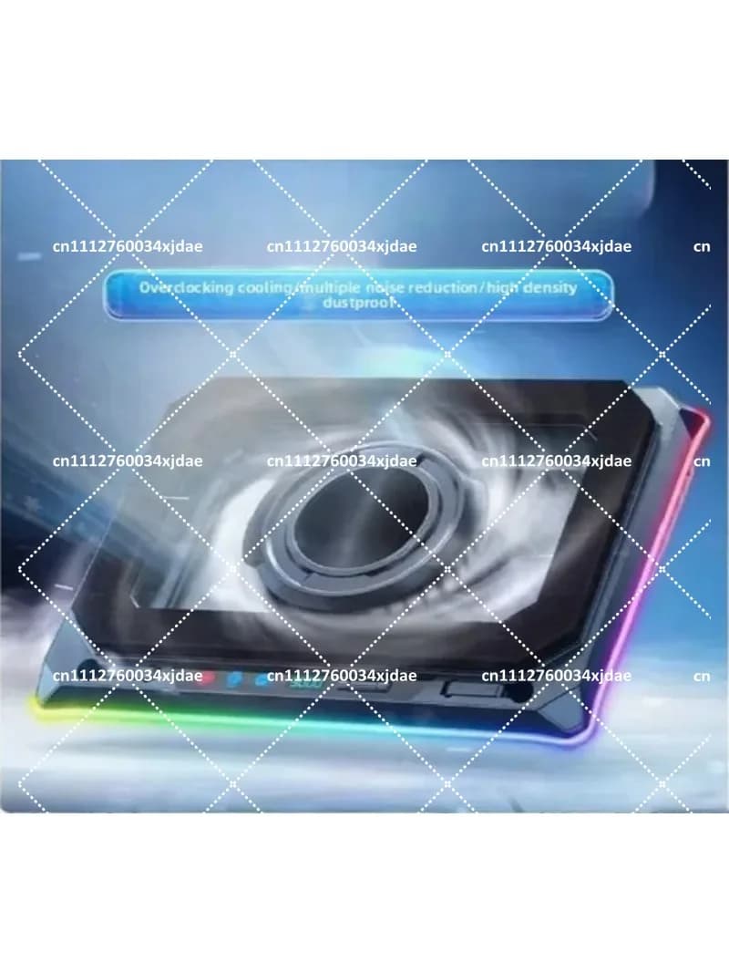 RGB Gaming Laptop Cooling Pad with Pressure-Air Fan, Silent Cooler Stand for 15-17 Inch Notebooks