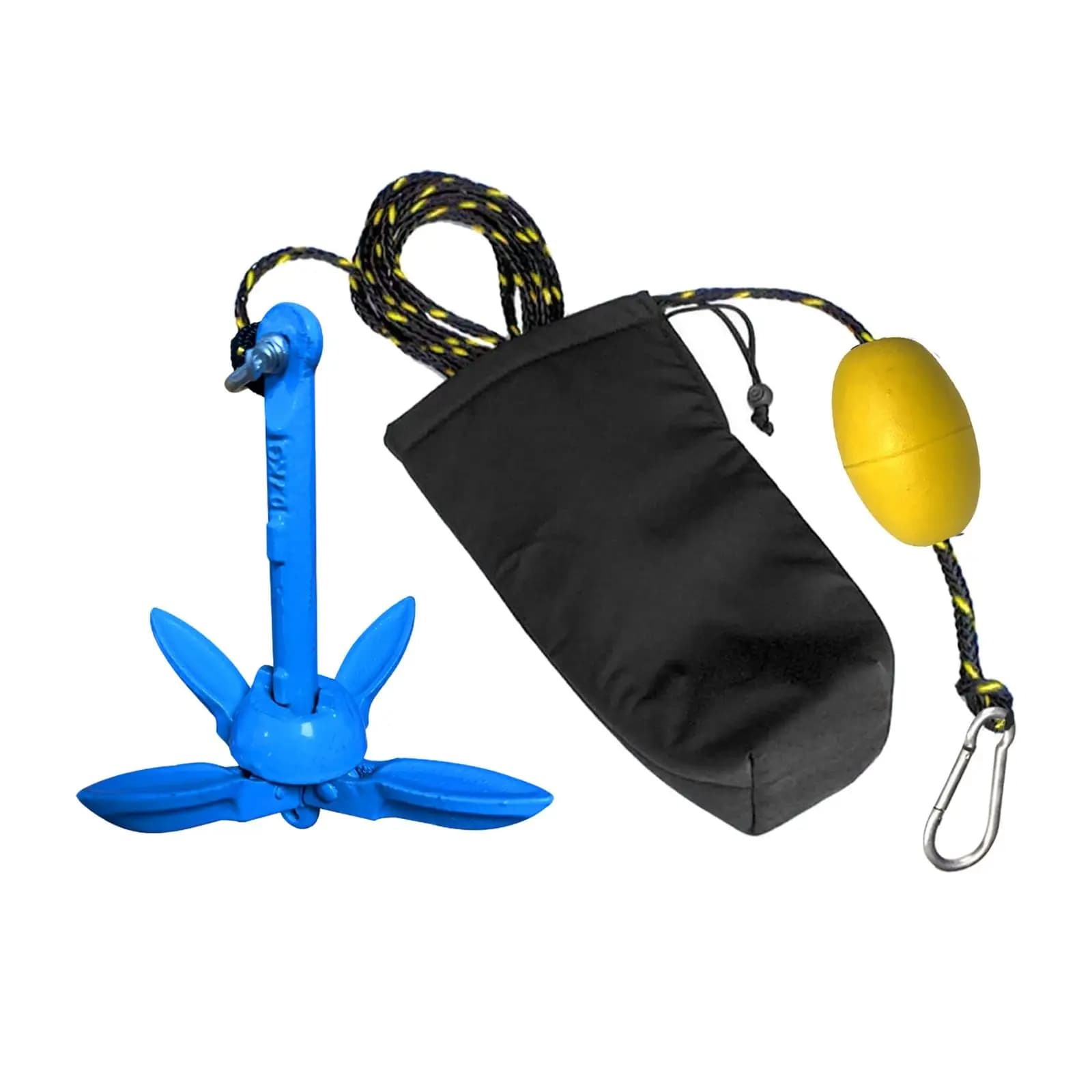 Kit di ancoraggio per grappolo a 4 griffe Ancoraggio pieghevole 3.3lb/1.5kg Canoa Kayak Piccola barca Ancoraggio per moto d'acqua Borsa di stoccaggio portatile Marine
