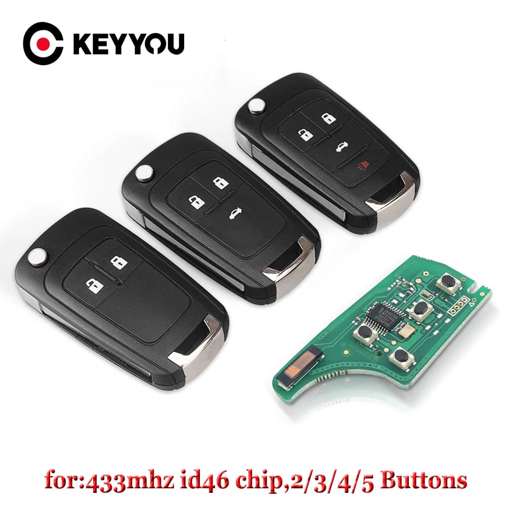 KEYYOU Chiave A Distanza di Allarme Auto Misura Per Chevrolet Malibu Cruze Aveo Spark Sail 2/3/4 Bottoni 433 MHz Serratura Della Porta ID46 Chip