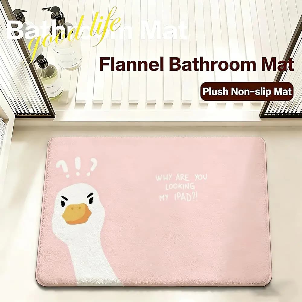 Simpatico tappetino da bagno in flanella d-duckS, ad asciugatura rapida, antiscivolo, morbido, resistente, per ingresso e bagno
