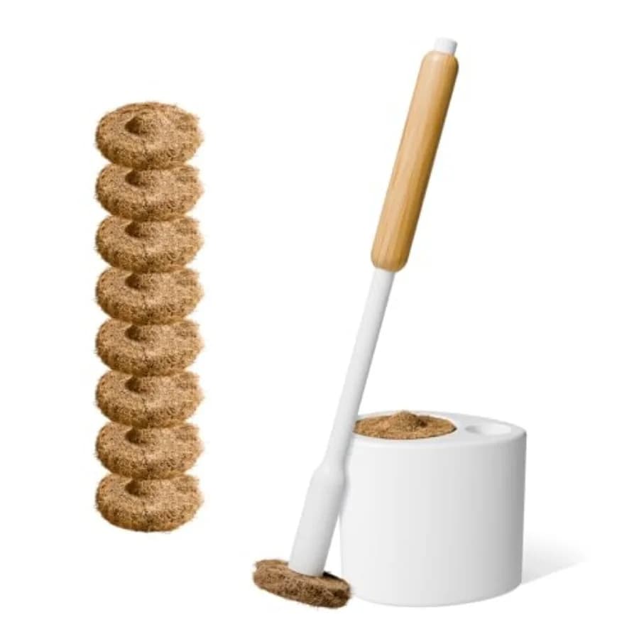 Set Spazzola per WC 2.0: con Cuscinetti Detergenti e Porta Spazzola, Ricariche Usa e Getta Ecologiche, Include 8 Pezzi al Profumo di Limone e Tea Tree
