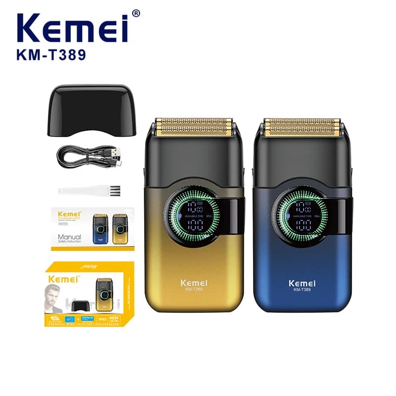 KemeiT389 Electric Lamina Razor Barbiere Shaving Machine for Men Barba Trimmer Professional Rechargeable Alternative Safety Razor