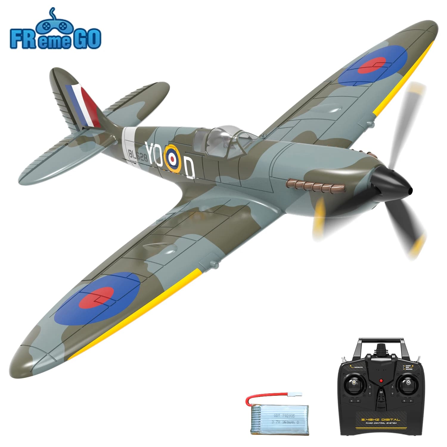 Volantex Nuovo Spitfire RC Aereo EPP 400mm Apertura alare RC Fighter One Key Acrobatico 2.4G 4CH RTF Warbird Aereo