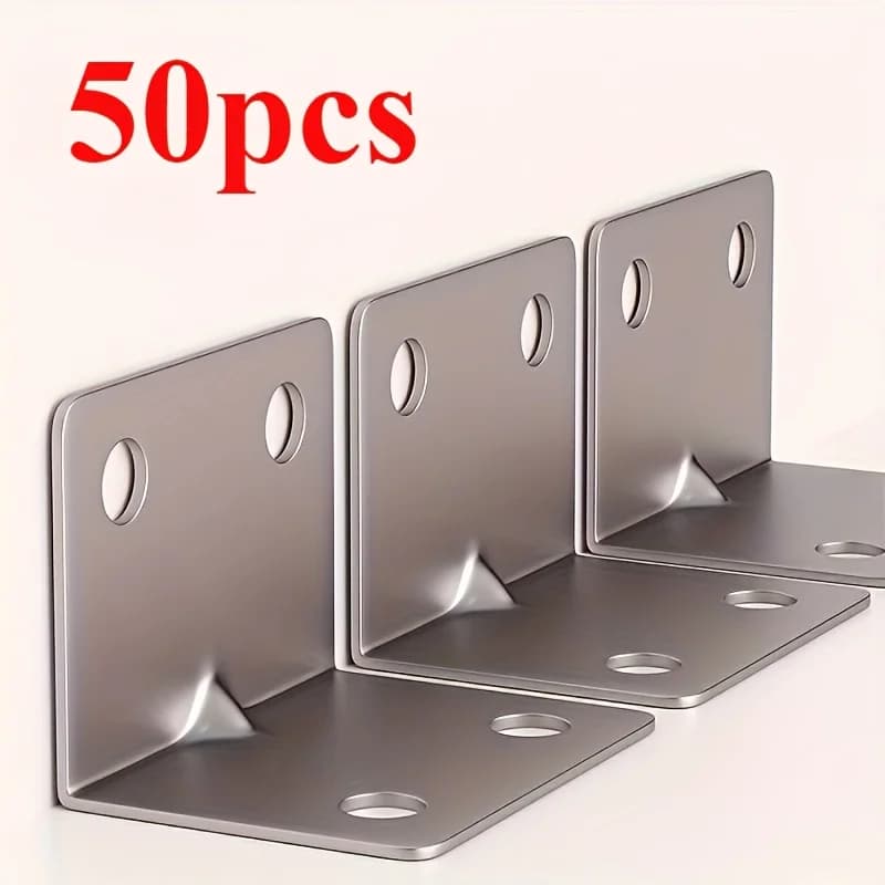 Set di codici angolari con staffa ad angolo retto da 50 pezzi (10 codici angolari + 40 viti), connettore metallico a forma di L a 90 gradi, per scaffale per mobili c