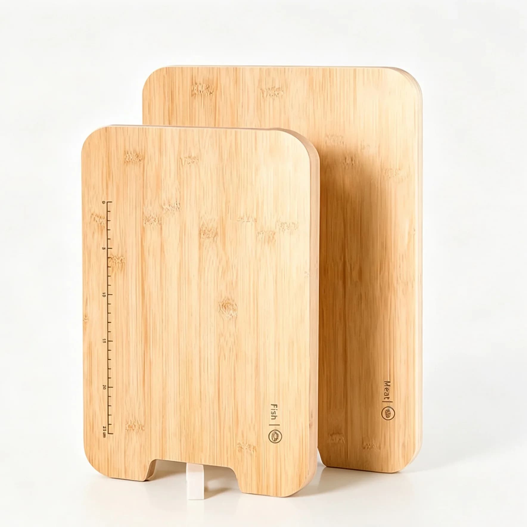 Bamboo Cutting Board with Scale Antibacterial Kitchen Chopping Block Dual-Sided Standable Design Non-Slip Easy-Clean for home