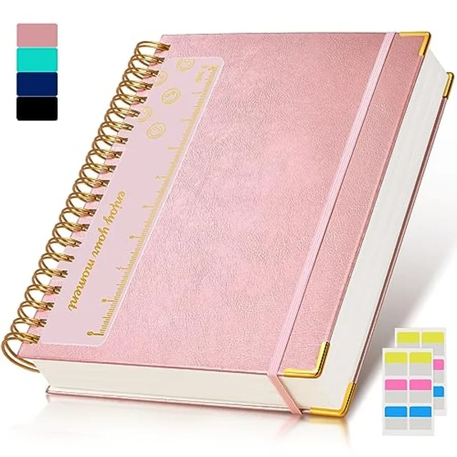 Spiral Notebook Journal 8.5" x 11", 300 Pages Hardcover Leather Lined Journals for Women Men, Large College Ruled Notebooks wit