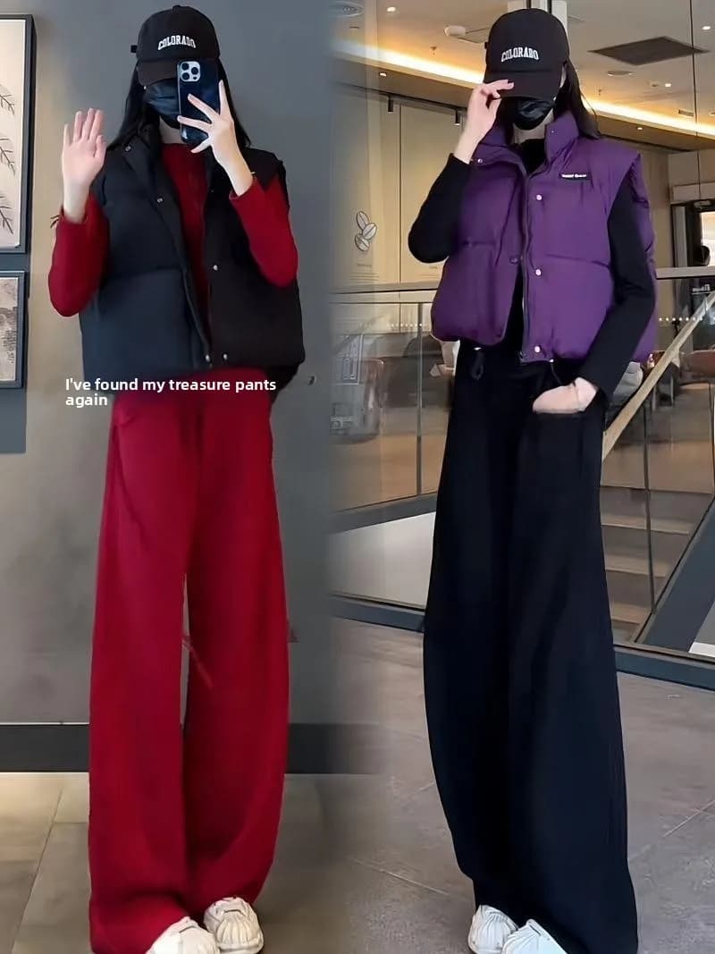 Faionable Sportswear Set for Women ort Cotton Jaet Fce Lined Slimming Sweatpants And Hoodie Tee Piece Autumn Winte...