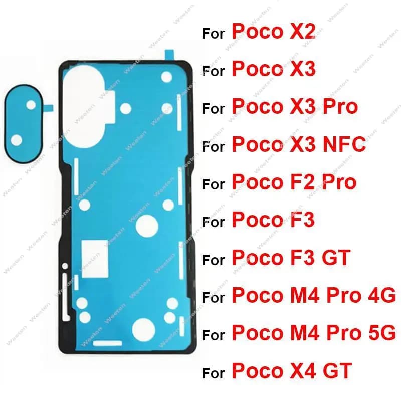 Colla adesiva per coperchio porta alloggiamento batteria posteriore per Xiaomi Poco X2 X3 X3Pro X3NFC Poco M4 F2 Pro F3 X4 GT Nastro adesivo per fotocamera posteriore