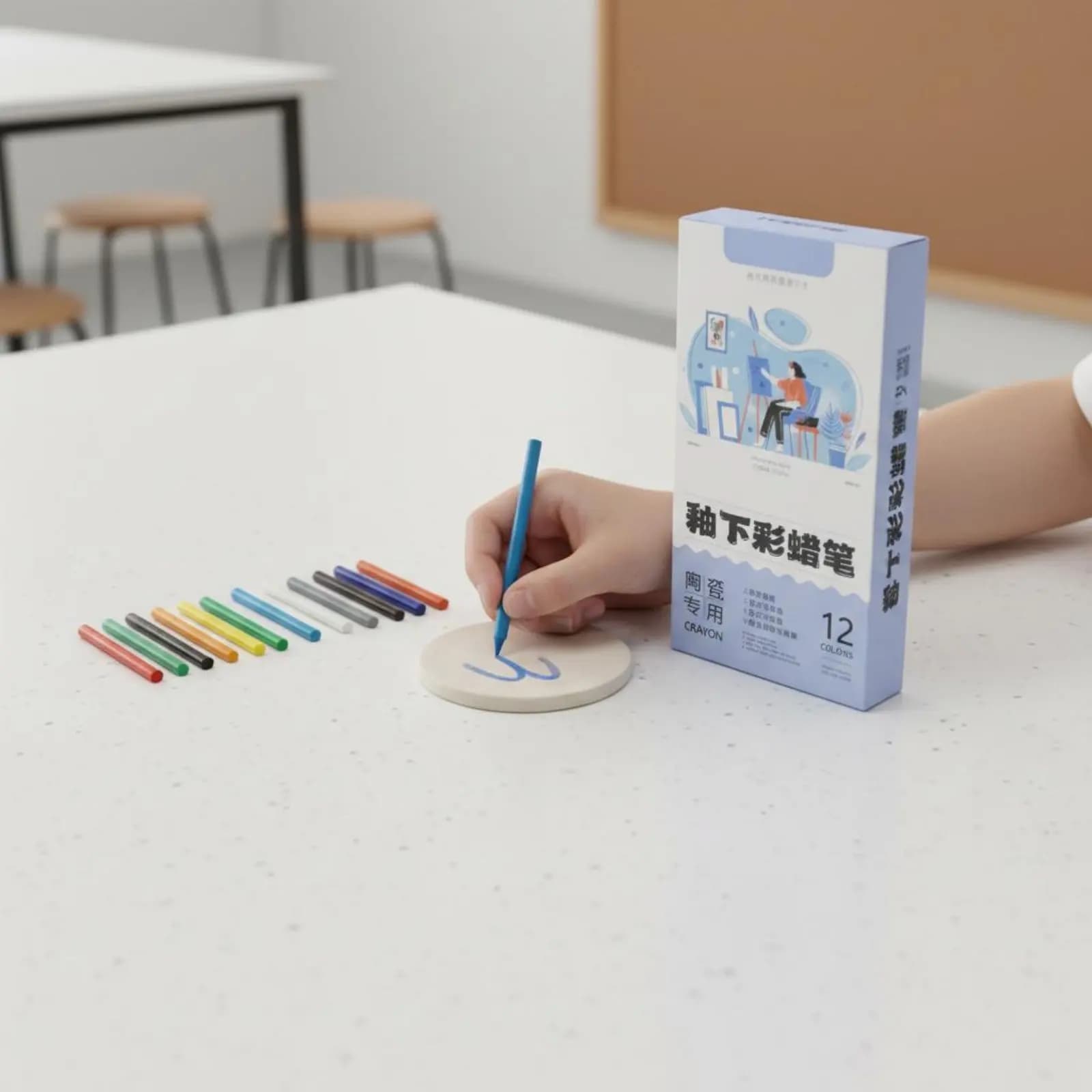 12 Colors 12 Color Underglaze Crayons High and Low Fire Ceramic Underglaze Crayon Set Pottery Coloring Pencils Fine Detailing