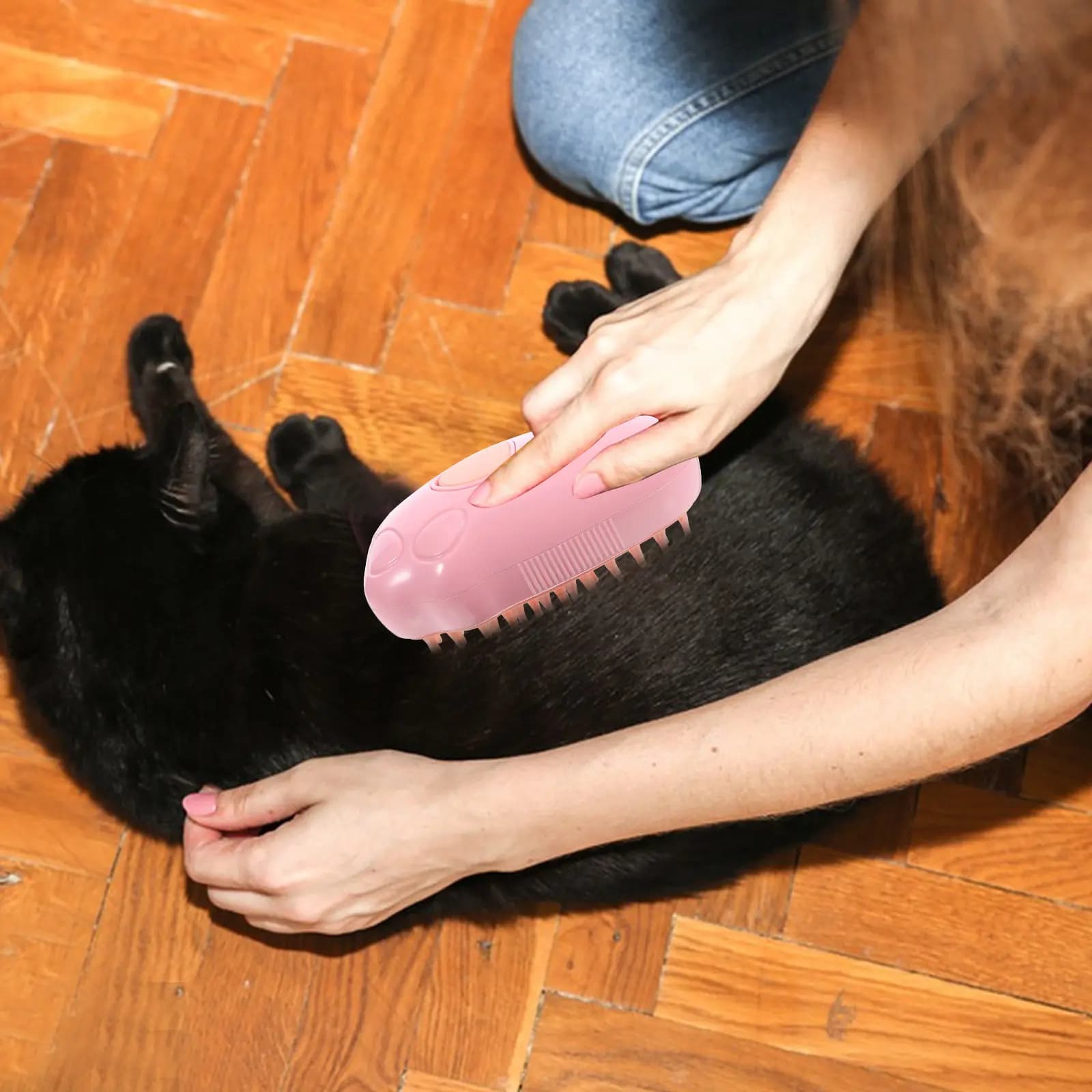 Set Spazzola a Vapore Multifunzione per Gatti, Strumento Elettrico Autopulente per Massaggio e Toelettatura, Rimozione Peli per Cani