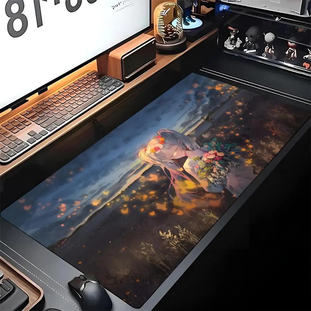 Tappetino per Mouse Anime Frieren, Grande Tappetino da Scrivania per Gaming con Bordo Bloccato, Tappetino in Gomma Artistico per Computer e Laptop