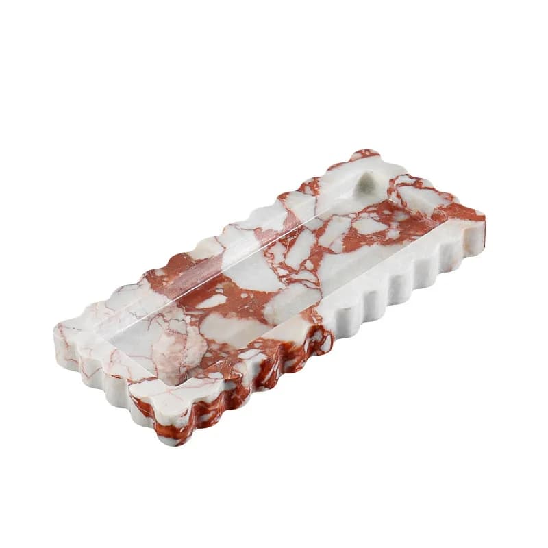 Vassoio rettangolare piccolo in marmo naturale, vassoio porta candele profumate, ornamenti decorativi