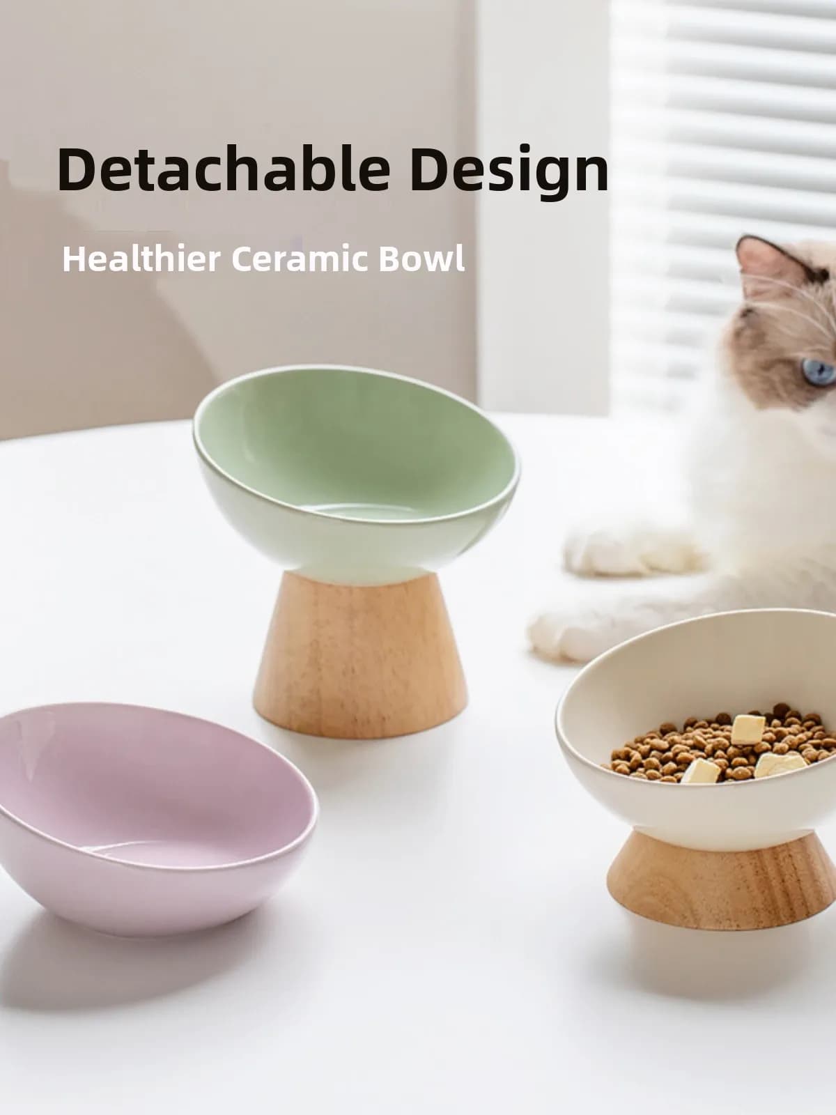 Cerc Bowl with Slanted Dog Food Water Bowl Simple Anti-Flip High And Low Feet Ne Protection Pet Supplies