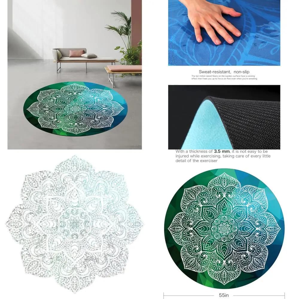 Pilates and Yoga Mat in Oversize Scamosciata Rubber, Diameter 140cm, Anti-slip for Exercises at Home and Open