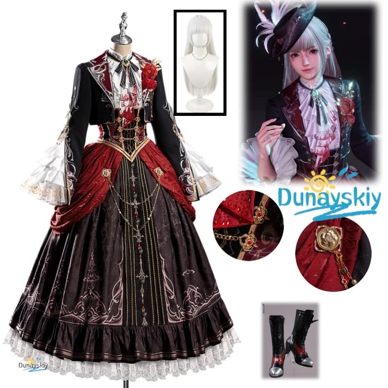 Costume da Cosplay Love And Deepspace Sylus Silverwing Fiend MC con Parrucca, Vestito e Scarpe per Donne, per Halloween e Feste in Maschera
