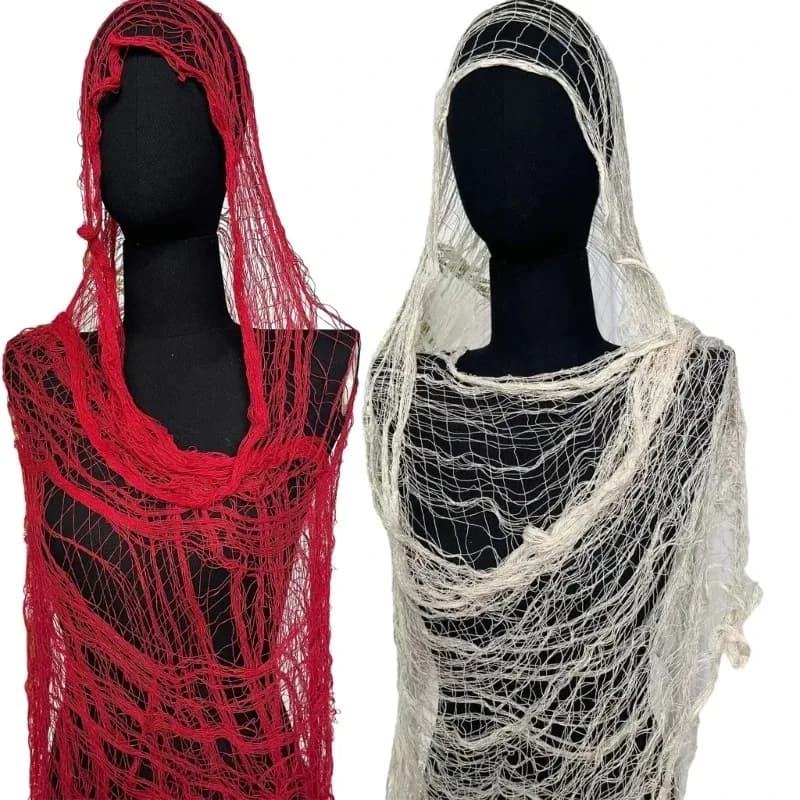 Rete da pesca cava di Halloween Sciarpa da donna Velo di cotone da sposa Scialle di straccio Accessori per fotografia da viaggio di strada Spalle