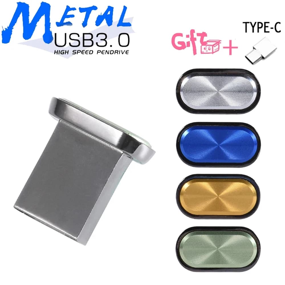 Super Mini USB3.0 Flash Drive 128GB Waterproof Pendrive 64GB Free TYPE-C Adapters Pen Drive 32GB Real Capacity Memory Stick 16GB