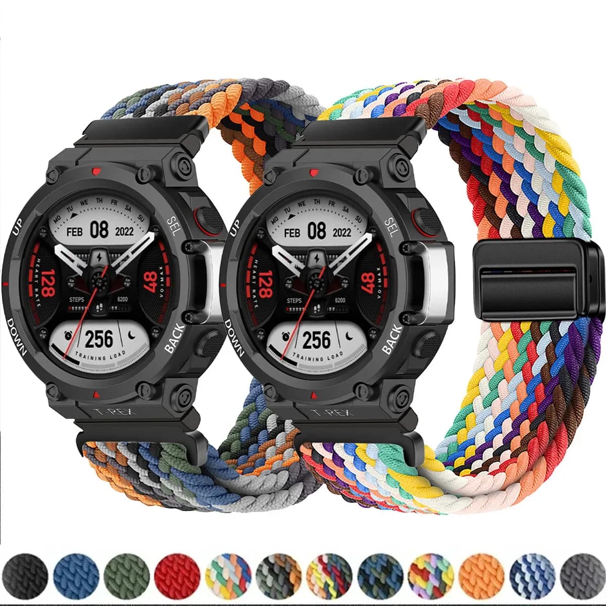 Cinturino in nylon con fibbia pieghevole magnetica per braccialetto elastico intrecciato T-Rex3 per cinturino Smartwatch Amazfit T-Rex / T-Rex 2Ultra