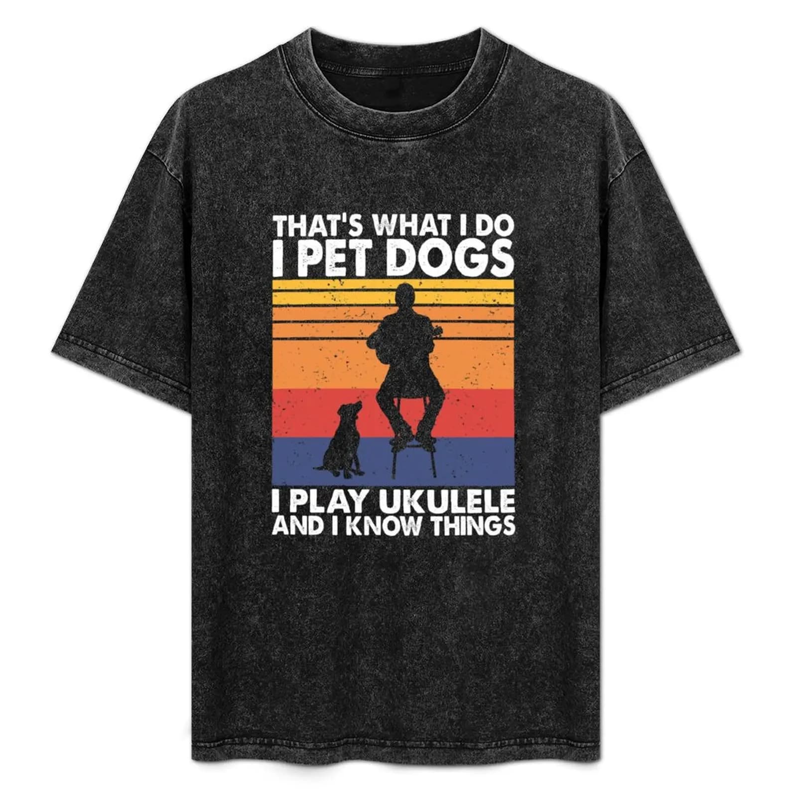 Cosa faccio? Accarezzo cani, suono il ukulele e so cose - T-shirt semplice e casual a maniche corte
