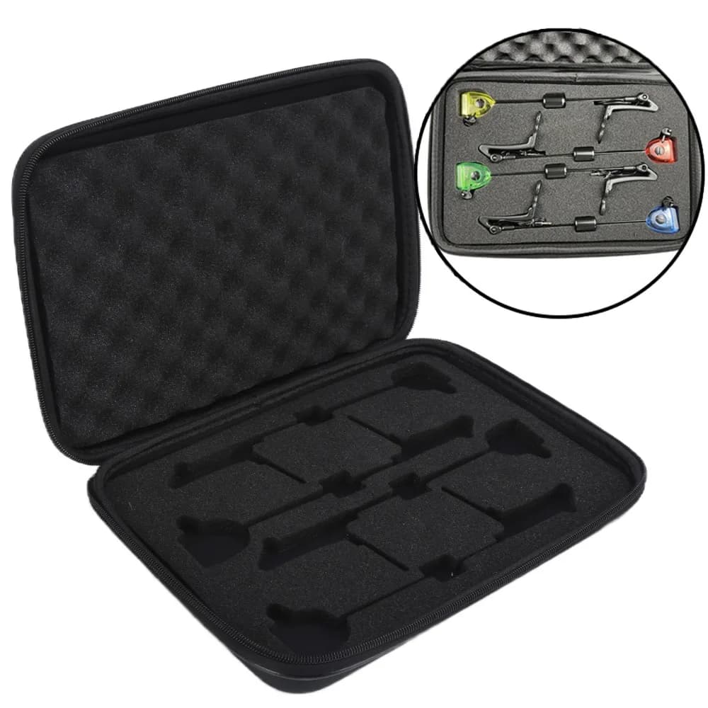 PVC Bite Alarm Hanger Box with Zipper with Sponge Bite Alarm Hanger Case Black 33*22*5cm Carp Fishing Tackle Box