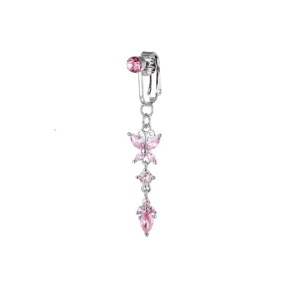 Butterfly Zircon Girl Gift Electroplate Women Belly Ring Belly Button Cartilage Clip Body Jewelry Fake Belly Piercing Clip