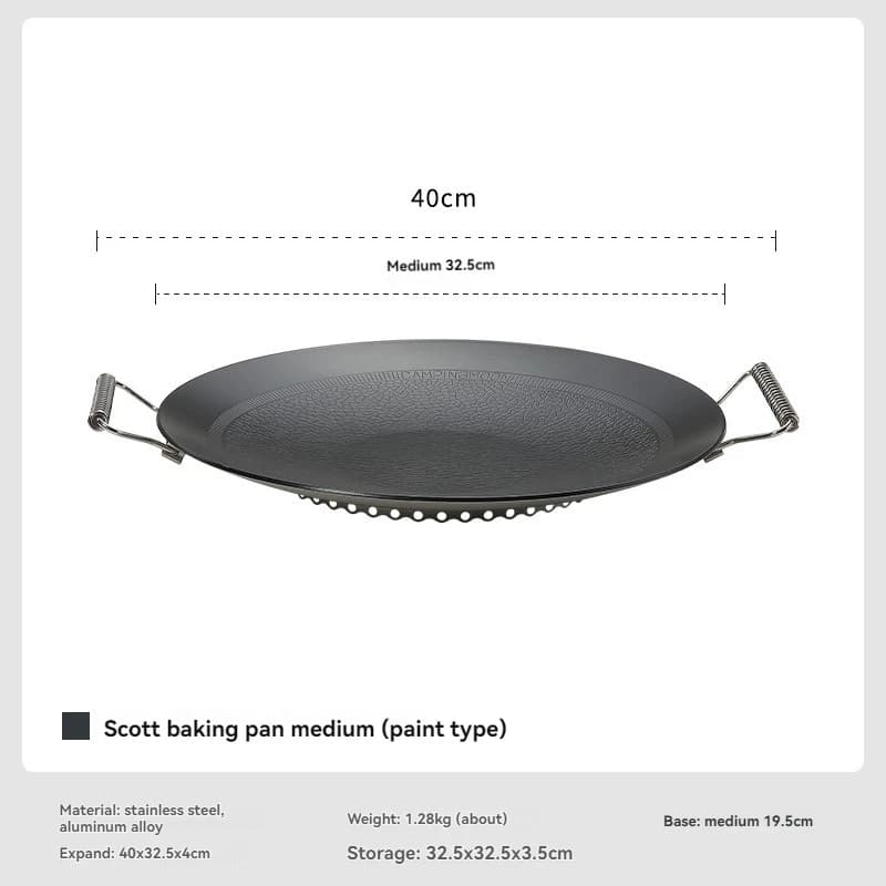 CAMPINGMOON GRW-33F teglia antiaderente, pietra frantumata, padella di medie dimensioni, per cucinare in cucina, piastra barbecue pieghevole