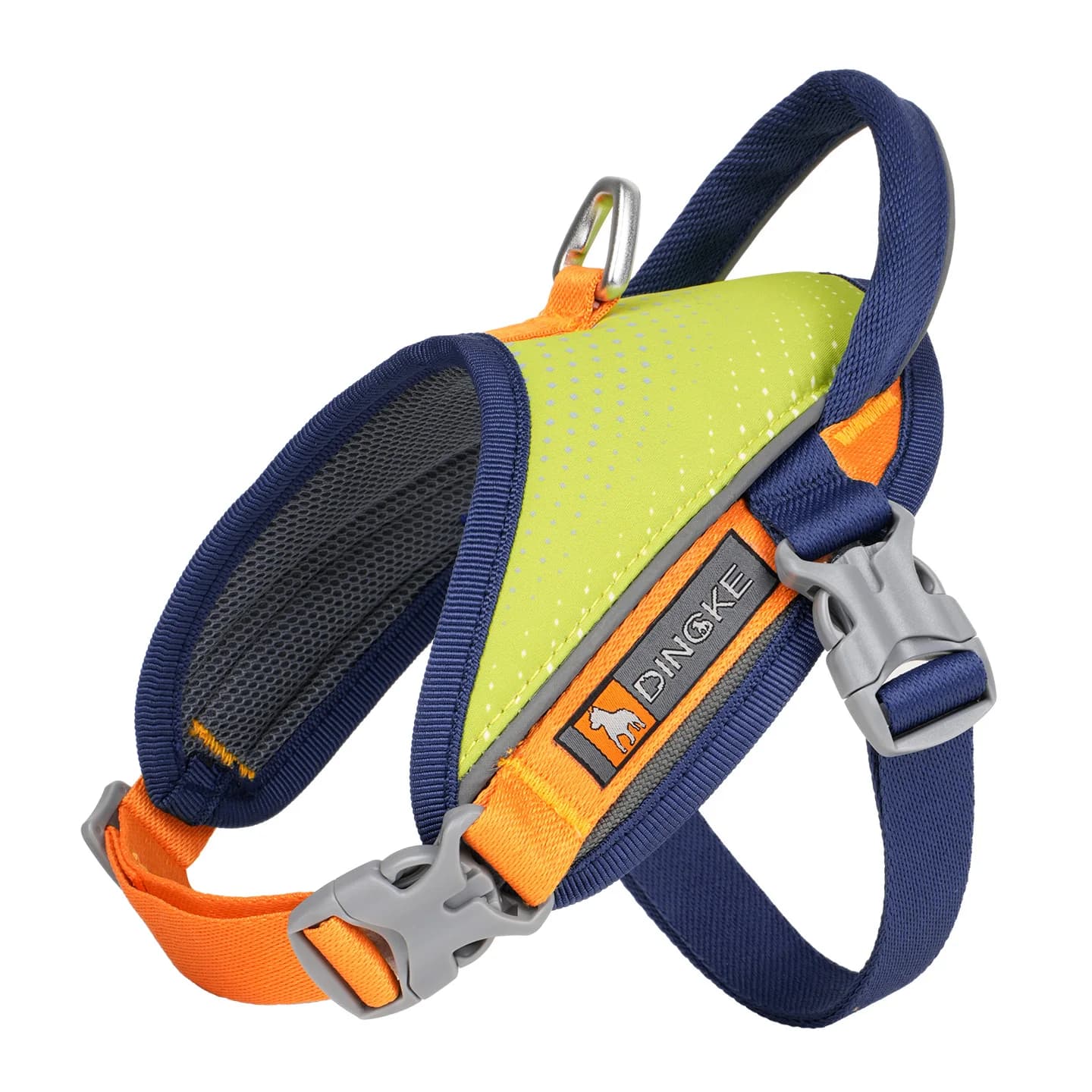 Grey Blue Anti Escape Reflective Vest Style Dog Harness Space Aluminum D Ring Comfortable Breathable Mesh Lightweight No Burden