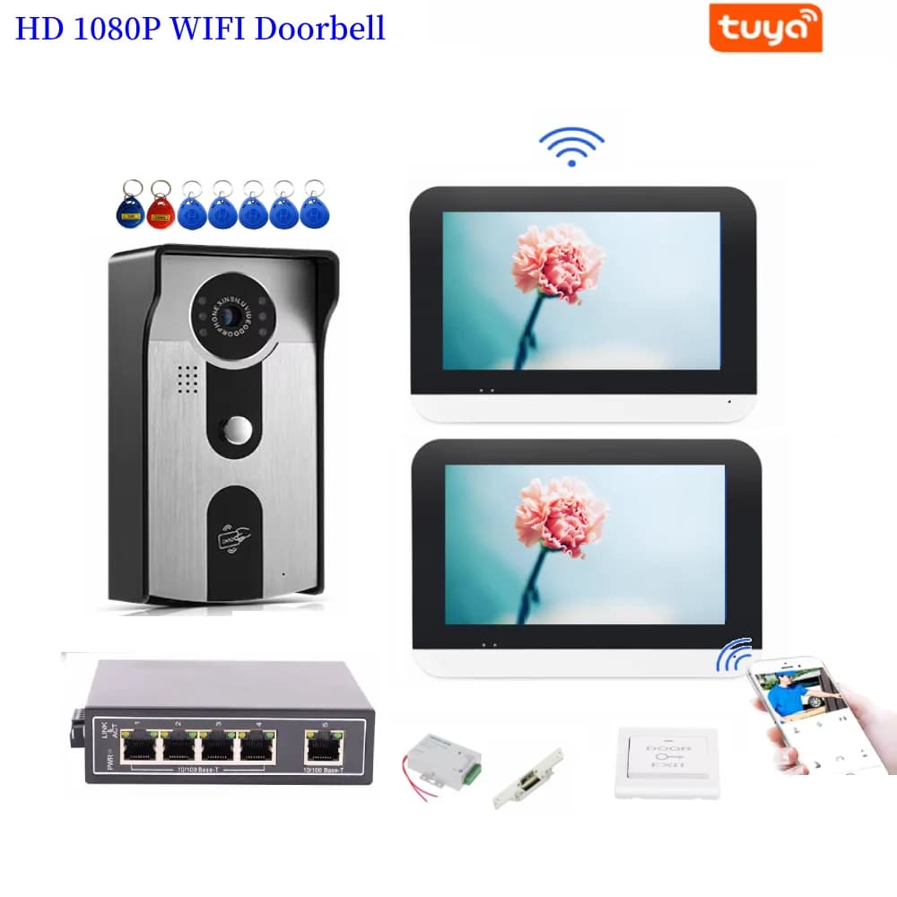 7 "Tuya Video Citofono Per La Casa 1080P Wifi Video Campanello Sistema di Telecamere Porta POE Touch Screen Smart Video Citofono Per Appartamento