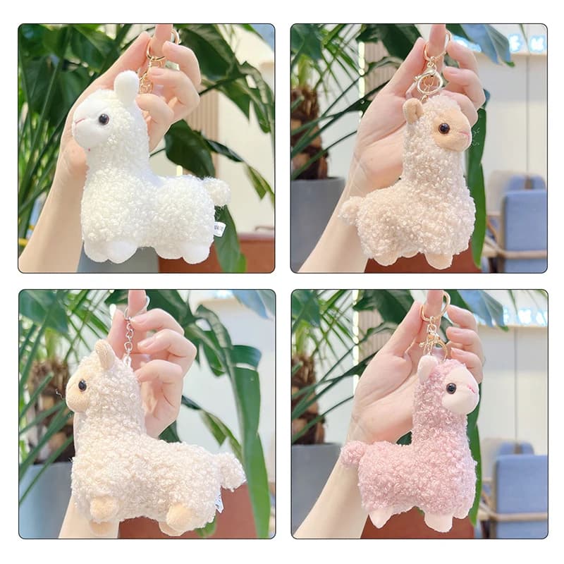 Portachiavi con Peluche di Alpaca Kawaii, Ciondolo Creativo a Forma di Cartone Animato, Accessorio Decorativo per Zaino alla Moda, Idea Regalo