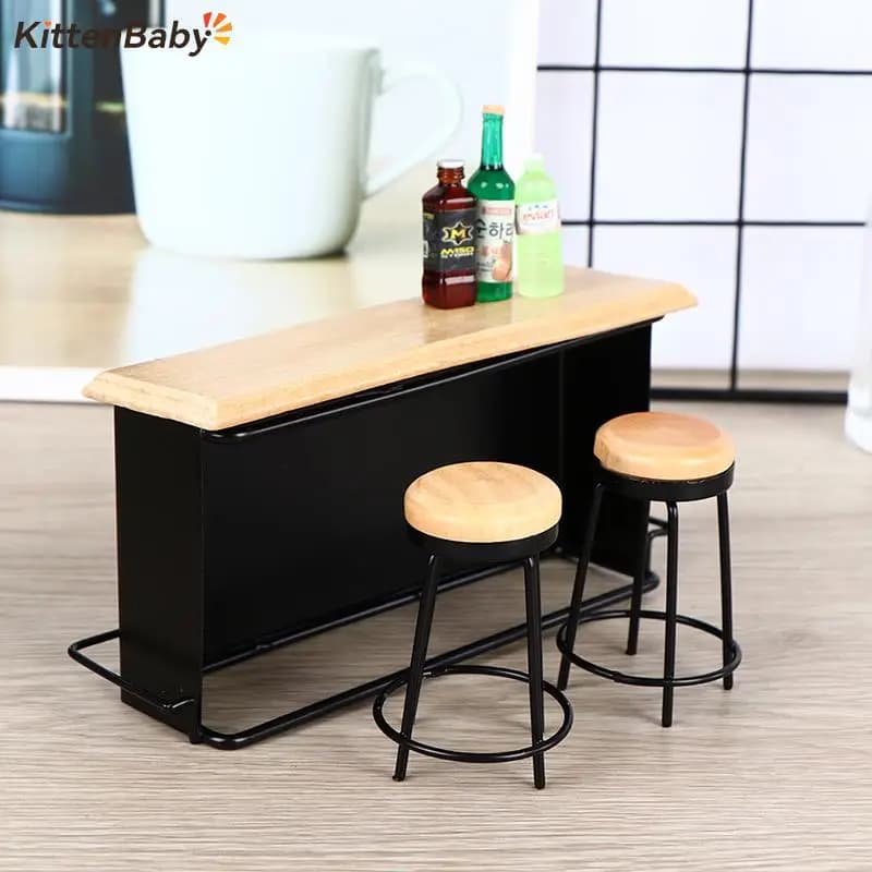 1 Set miniatura Dollhouse Bar Counter Mini bottiglia di vino Champagne Glass Holder Rack Play mobili da cucina accessori per bambole giocattolo